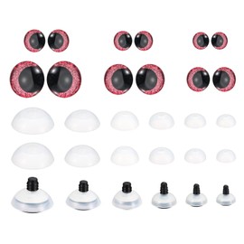 PATIKIL 14-30mm Flash Safety Eyes, 34 Set Doll Eyes with Washers Soft Buttons Realistic Colorful Crocheting Safety Eyes for Decor Crochet Accessories Dolls Craft, Plum Red