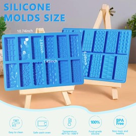 Sidosir 2025New Deep Small Chocolate Bar Mold for Mini Dubai, 2Pcs Chocolate Bar Mold for Dubai Chocolate Bar Pistachio, Silicon Candy Chocolate Bar Mold (12-in-1)