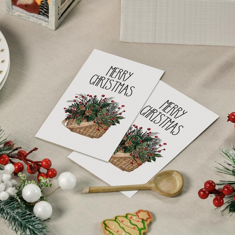 Horaldaily 100 Christmas Disposable Paper Decorative Guest Napkins, Holly Berry