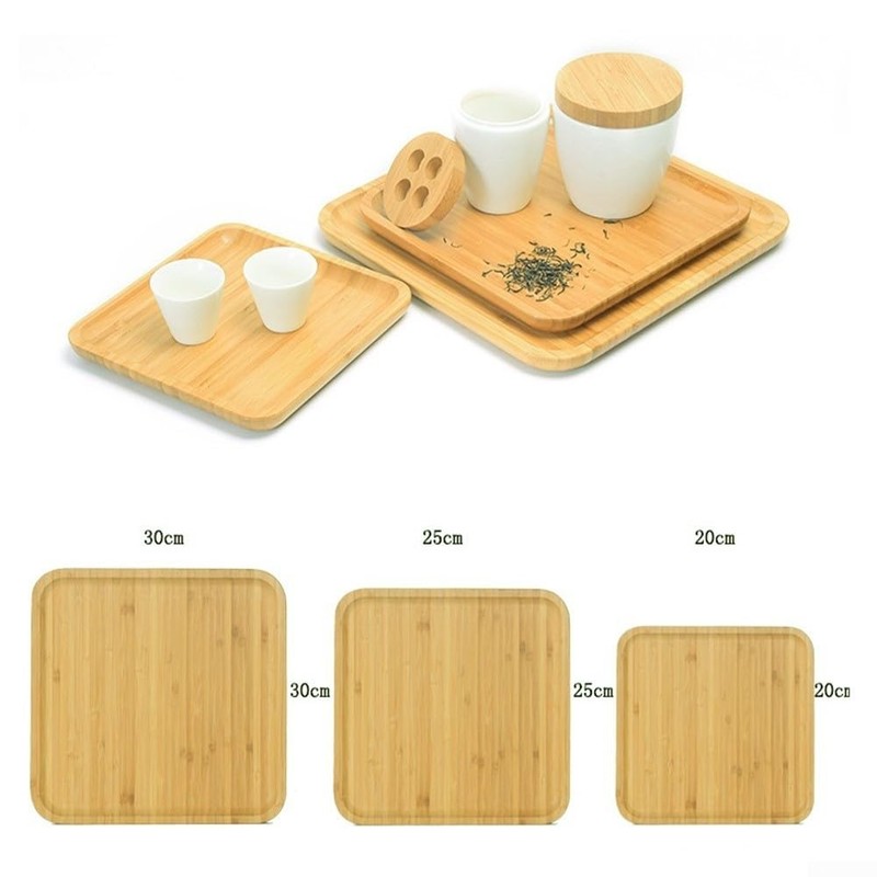 Square Bamboo Tray for Dinners, Parties and Bars, Long Shelf