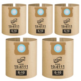 5 Pack DXVA19-4111, DXVA19-4101 Vacuum Bags for DEWALT 6 to 10 Gallon Wet/Dry Vacuum, Disposable Shop Vac BagsColor: Tan