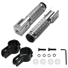 XINGWU M8 Motorcycle Foot Pegs 90 Degree Foldable Footpegs CNC Anti-Skid Footrest Universal for Yamaha Honda Suzuki Aprilia Electric Car Motorbike Mini Bike Dirt Pit Bike Passenger Pedal (Silver)