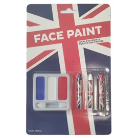PMS Union Jack Face Paint & Crayons Red White & Blue Queens Jubilee Fancy Dress Party