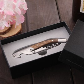 Korkenzieher, Smaier Premium All-in-1 Kellnermesser multifunktionaler mit Natur Ebenholzgriff Weinöffner Flaschenöffner