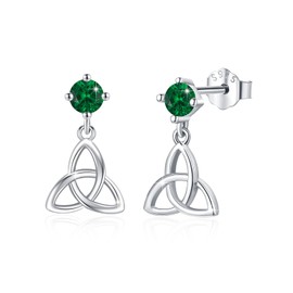 Celtic Knot Earrings, Birthstone Stud Earrings, Celtic Jewellery Women's 925 Sterling Silver Celtic Earrings Birthstone Earrings Jewellery Gifts for Women Girls Birthday, Sterling Silver