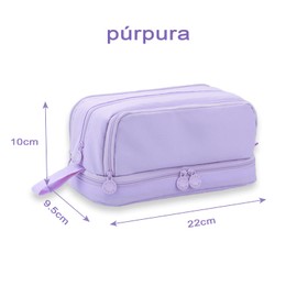 Estuche para lápices de gran capacidad,bolsas de lapices;estuche con 4 compartimentos,almacenamiento de papelería,adecuado para niños y niñas,adecuado para la escuela,oficina (Púrpura)