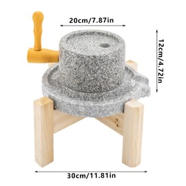 WUSILILU Natural Hemp Stone Paste Mill,Hand Crank Stone Grinder w/Wooden Frame Stand,Compact Wheat Dry Wet Mill for Bean Barley Spice Corn