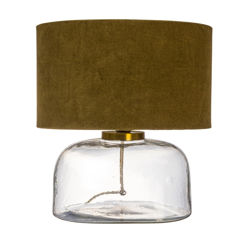 Creative Co-Op Modern Table Lamp with Glass Base and Velvet