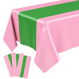 Oudain 3 Pcs Witch Princess Theme Party Pink & Green Party Tablecloth 54 x 108 Inch Plastic Rectangle Tablecloth Waterproof Table Cover for Witch Princess Theme Birthday Decoration
