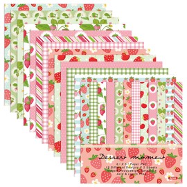 GLKTOPO Strawberry Theme 6-inches Scrapbooking Paper, 24 Sheets Single-Side Printing Junk Journal Cardstock for Card Making Decorative Mails Art Album (B-Style)