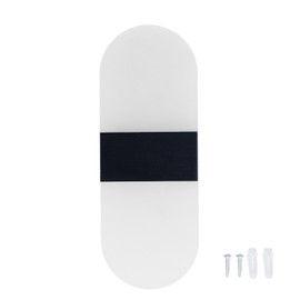 LED Wall Light Acrylic 360° Up Down 6W Warm Modern Wall Lamp for Hallway Bedroom Restaurant 90‑265V Black