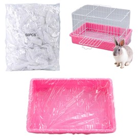 Disposable Small Animal Cage Liners, Rabbit Litter Box Lines Pet Tray Liner Bags Guinea Pig Cage Toilet Plastic Film for Bird Hamster Chinchilla Hedgehog (50 PCS, 42'')