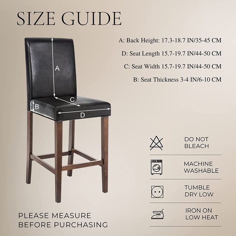 SearchI Bar Stool Covers Set of 2, Stretch Washable Barstool