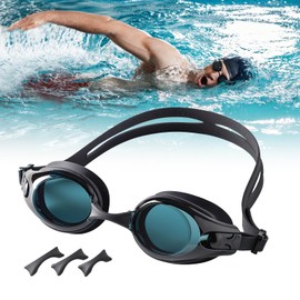 GATMOVE Swimming Goggles Anti-Fog UV Protection HD Lens Swimming Goggles Professional Comfortable Swimming Goggles with Adjustable Straps and Interchangeable Nose Supports for Men and Women - Black