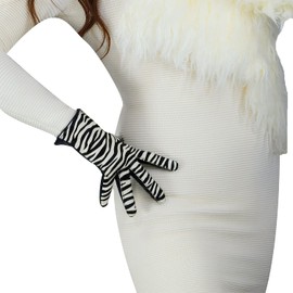 DooWay Women Winter Real Leather Gloves Touchscreen Imported Goatskin Leather Warm Lining Short Driving Gloves Black Zebra Fur