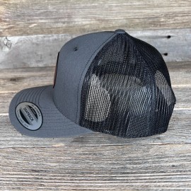 Yupoong Nashville Music City TN Acoustic Guitar Leather Patch Trucker Hat