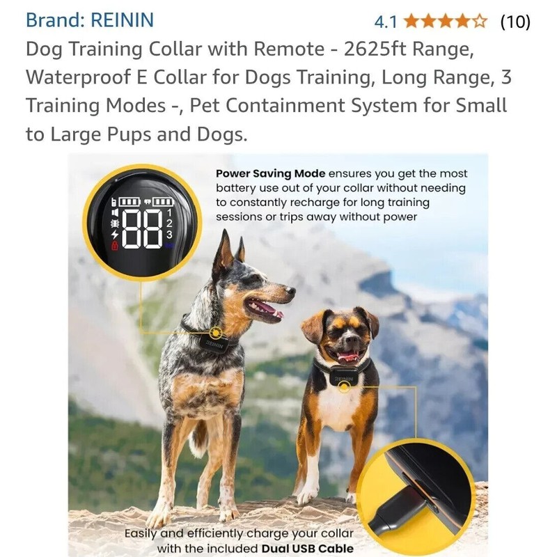 REININ Dog Training Collar with Remote 2625ft Range, Waterproof E