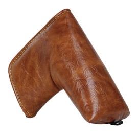 Craftsman Golf Premium Leather Brown Simple and Clean Blade Putter Cover Headcover Protector