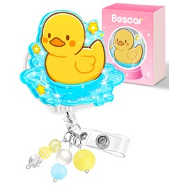 Besoar Funny Duck Nurse Badge Reel - Nursing Badge Holder Retractable with ID Clip,Medical Assistant Pediatric Cute Name Tag Card Accessories with Alligator Clip for Office Student Work Hospital