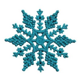 Robelli Pack of 6 Glitter Snowflake Christmas Tree Hanging Decorations (Blue)