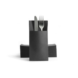Alvotex CHIC Airlaid 50 Cutlery Napkins Cutlery Pockets, Fabric-like, Disposable Napkins, 39 x 40 cm, Black