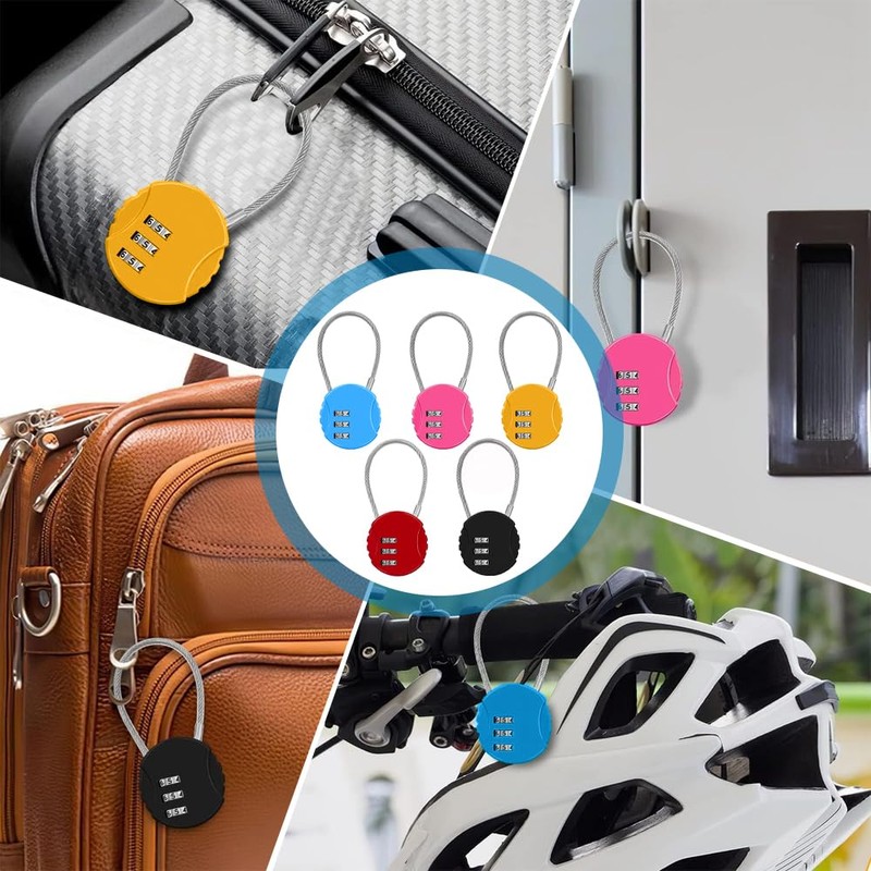 Luggage Locks, Pack of 5 Suitcase Locks, Combination Lock with