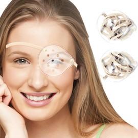 AMZVIO 2pcs Eye Shield After Cataract Surgery, Clear Eye Patch Plastic Hard Shield with Extended Elastic Strap Longer & Wider for Adults Eyes Protective After Cataract Surgery(Beige)