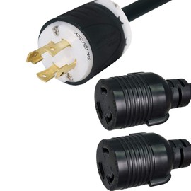 NEMA L14-30P to 2X L6-20R Y Splitter Cord - 10 Foot, 20A/250V, 12/3 AWG -Iron Box # IBX-980312-10