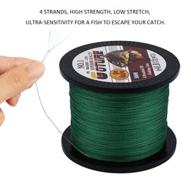 Goture Super Strength Braided Fishing Line - Abrasion Resistant - No Stretch & Low Memory - Thin Diameter - Braided Line, Green, 4Strand-547Yds-12LB-0.1mm