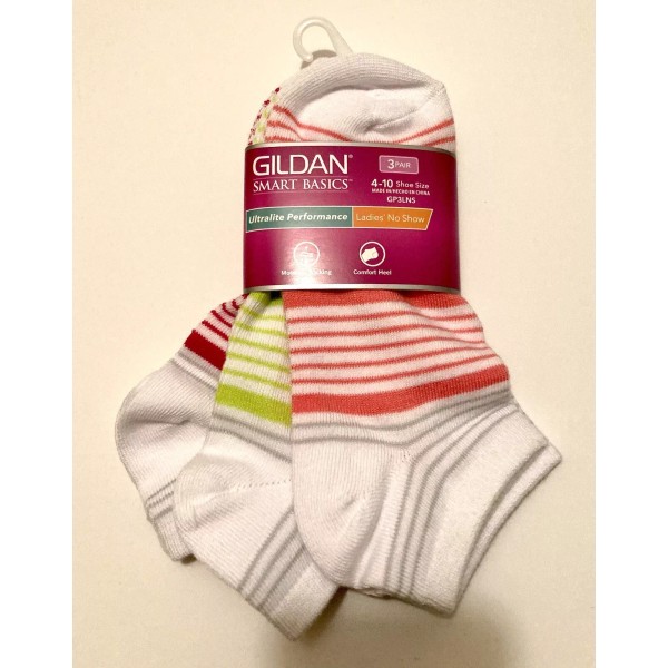 Gildan Ladies No Show Socks 3 Pair Made By GILDAN