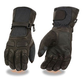 Milwaukee MEN'S MOTORCYCLE RIDING GLOVES WATERPROOF SOFT LEATHER COW REFLECTIVE PIPING NEW (2XL Regular)