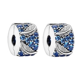 Doyafer 925 Sterling Silver Women's Bracelet Clip Charm Bracelet Beads 2 Pcs/Pack, Silver, Cubic Zirconia