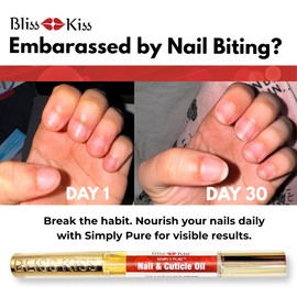 Bliss Kiss | Fragrance Free 4 Nail Oil Cuticle Pens w/Vitamin E & Jojoba⏤Nail Strengthener Nail Growth and Strengthening Serum for Brittle, Peeling, Breaking, Thin nails