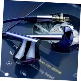 TEHAUX 1pc Metal in Ear Gaming Earphone with Microphone Heavy Bass Durable Headset for Laptop and Mobile Devices for Gamers Students and Office Use Black