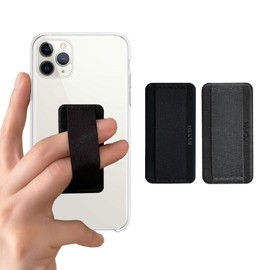 WUOJI Universal Phone Grip Holder for Hand - Wireless Charging Compatible - Universal Finger Strap Phone Holder Compatible with Most Smartphones (Grey Black) -2Pack