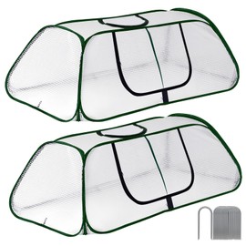 Garden Rows Accelerator Plants Cover-Garden Greenhouse with Roll-up Zipper Door,Thicker PE Cover for Indoor Outdoor Vegetable Fruits Rows - 45" L x 22" W x 16" H (White, 2 Pack)