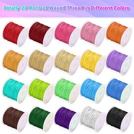 Cridoz 20 Rolls Wax String for Bracelet Making, Waxed Thread Bracelet Cord, Waxed Polyester Cord Bracelet Rope for DIY Bracelets, Necklace and Macrame