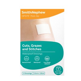 Smith & Nephew Opsite Post-Op Waterproof Dressing 12 x 10cm 3 Pack