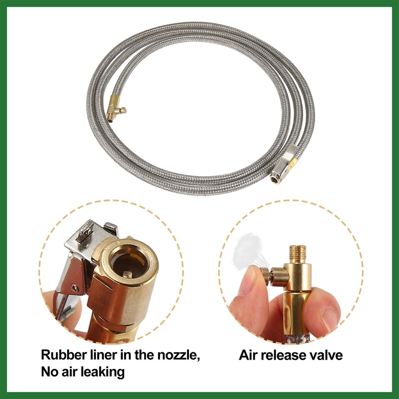 Motoforti 200cm 79" Car Tire Air Inflator Hose Adapter Quick