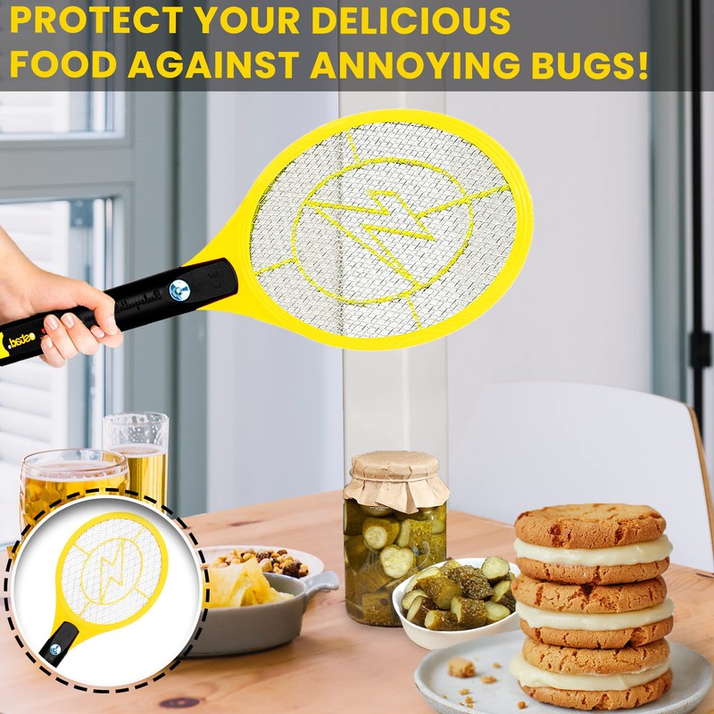 Electric Fly Swatter Racket - Indoor Bug Zapper for Home,
