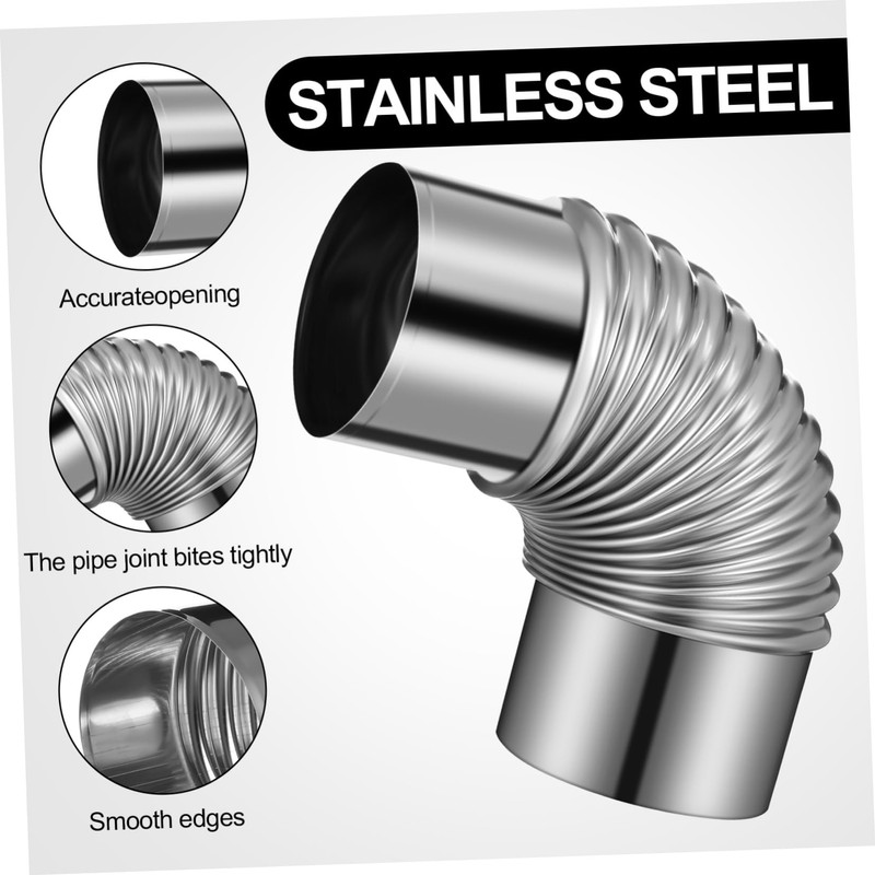 TEHAUX Stainless Steel Elbow Chimney Flue for Wood Stoves Lightweight