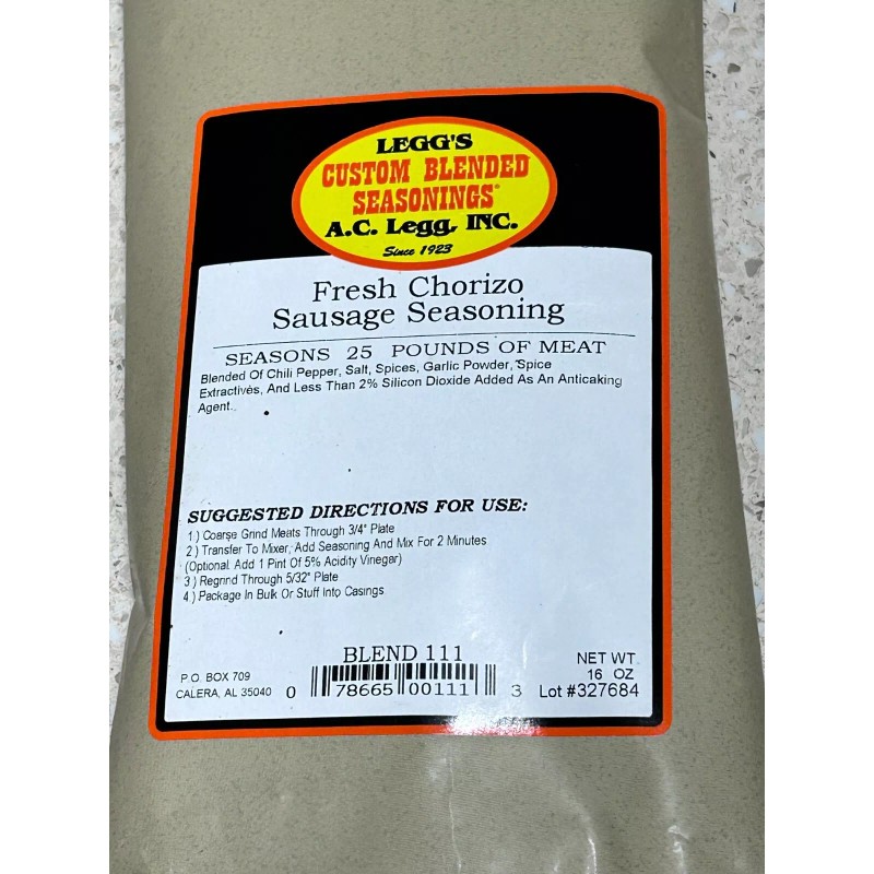 Old Plantation A.C. Legg Fresh Chorizo Sausage Seasoning 16 Ounce