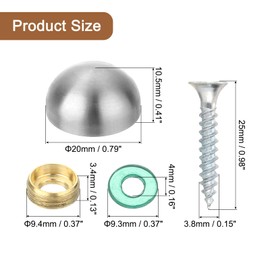 uxcell 4 Set Mirror Screws with Caps, 20mm 304 Stainless Steel Decorative Cover Nails for Wall Mirror Mounting Sign Advertising Hardware, Silver