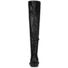 Allegra K Women's Thigh High Boots Low Block Heel Black