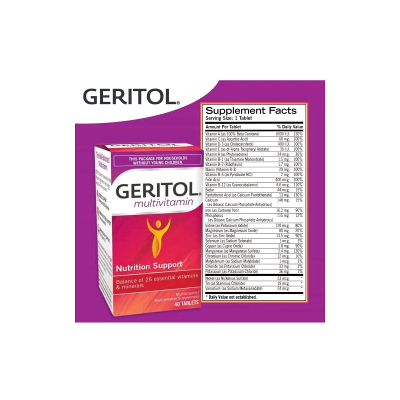 Geritol, Multivitamin Supplement, Contains B-Vitamins, Antioxidants, Vitamins C, E &