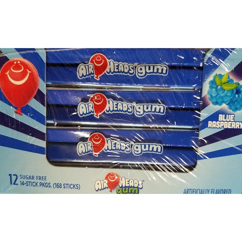 Air Heads Gum With Micro-Candies Blue Raspberry 12 Count Sugar