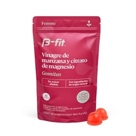 B-FIT B Gomitas de Vinagre de Manzana y Citrato de Magnesio - Suplemento Alimenticio Natural - 90 Gomitas Sin Azúcar - Citrato de Magnesio en Polvo