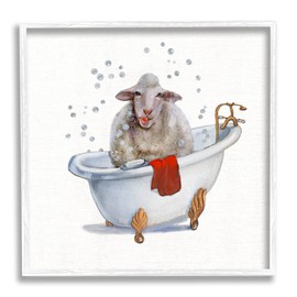 Stupell Industries Shaggy Sheep in Bubble Bath Playful Farm Animal