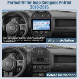 4+128G Radio for Jeep Compass Patriot 2010-2016, 10.1" Touch Screen Radio Kit with Wireless CarPlay/Android Auto, 5GHz WiFi, Bluetooth 5.0, EQ, GPS Navigation, 1280 * 720, Backup Camera