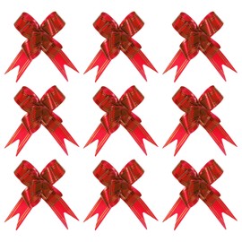 PATIKIL 4" Gift Wrap Bows, 10 Pack Christmas Pull Bow Baskets Present Wrapping Ribbon Bows for Party Ceremony Wedding Decor, Red